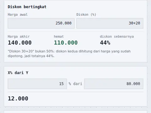Kalkulator Persen & Diskon